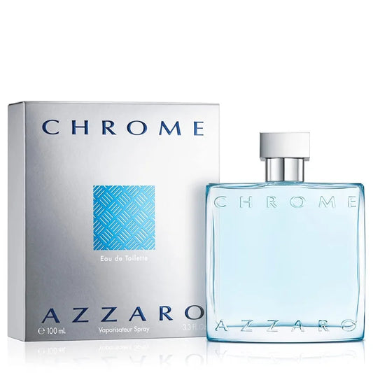 Azzaro Chrome Eau de Toilette, Fresh Aquatic Men Cologne Citrus, Woody, Musky Fragrance Luxury Perfumes for Men.