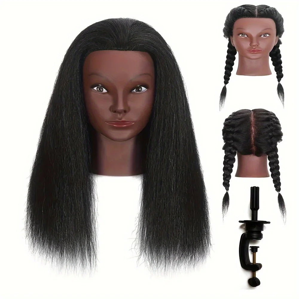 18 Inch Real Hair Mannequin Head Training Head For Hairdresser Practice.