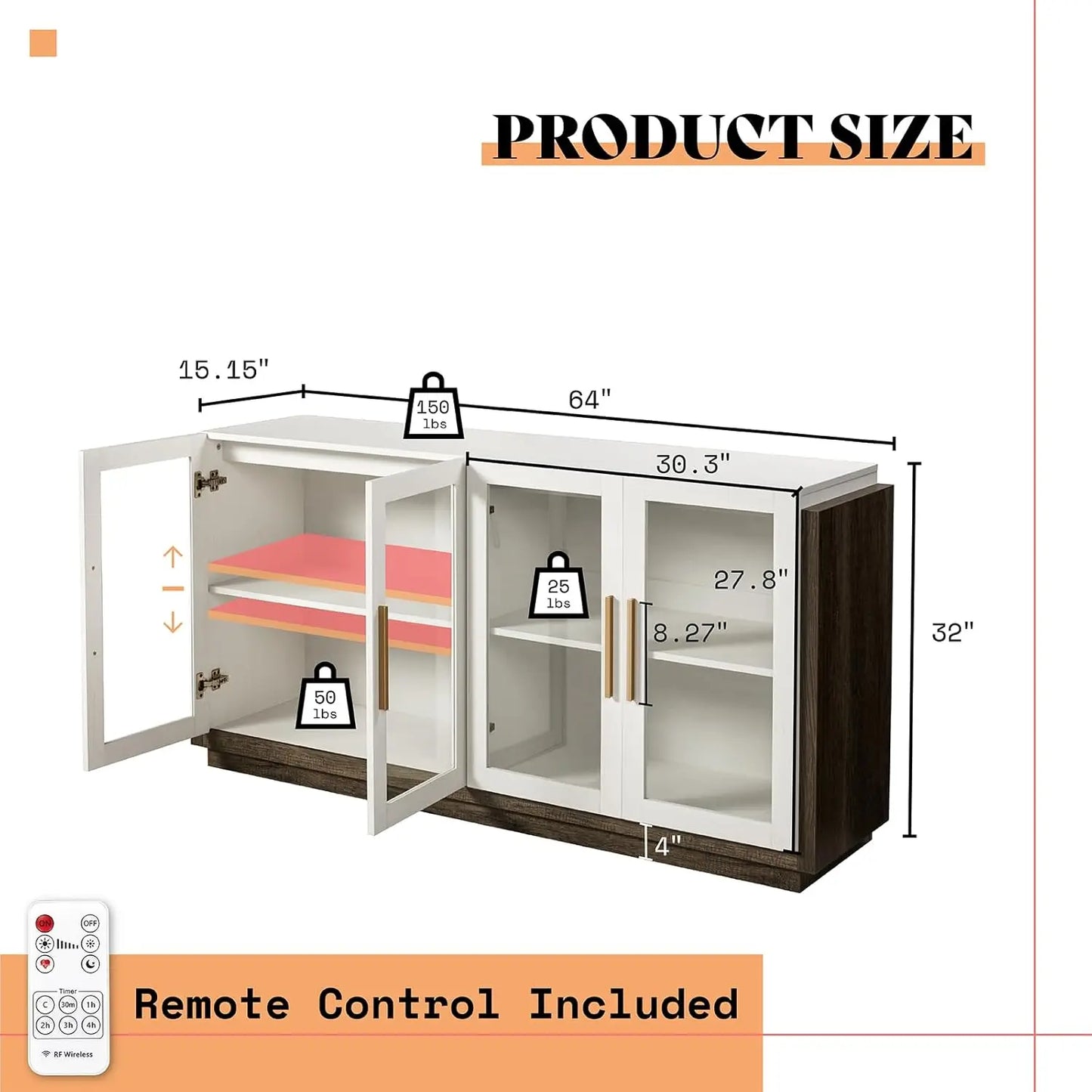 Sideboard Buffet Cabinet, Mixed Color Accent Cabinet.