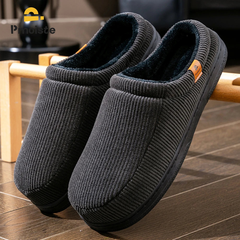 Warm Slippers for Men, TPR Sole Memory Foam Soft Cushion, Non Slip House Shoes.
