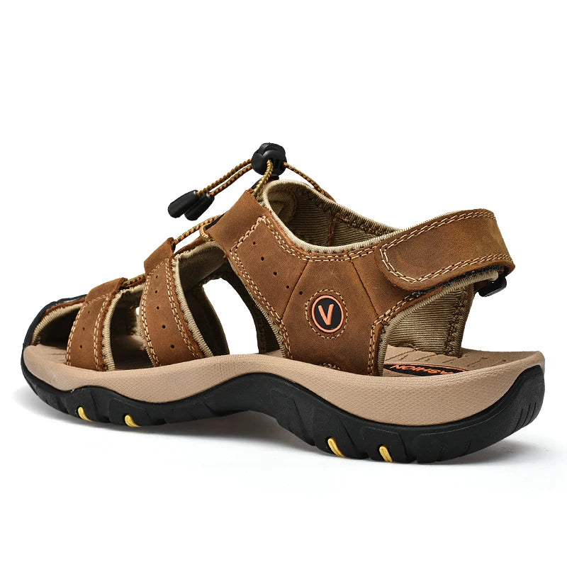 Summer Men Sandals Genuine Leather Casual Shoes Outdoor Beach Shoes Plus Size 38-48.