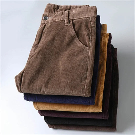 6 Color Men Corduroy Casual Pants, 2022 Autumn Winter New Style Business, Fashion Stretch Regular Fit Trousers Male Clothes.