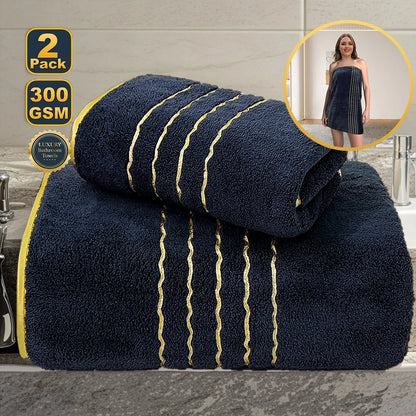 2pcs Set  Bathroom Towel Sets, Thickened Absorbent Bath Embroidered. Christmas Gift  Sets.