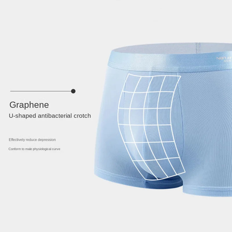 4pcs Boxer Shorts Men Ice Silk Underwear, Male Underpants Breathable, Sexy Thin Panties L-6XL.