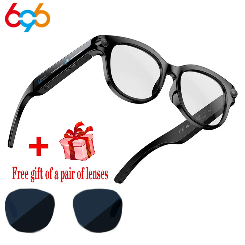 AI Smart Glasses, Real-time Translation, Dual Camera, Bluetooth Call Sunglasses, Shoot Audio Video Music Player Multifunctional.