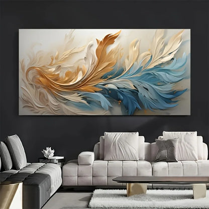 abstract gold feather canvas art for interior decoration