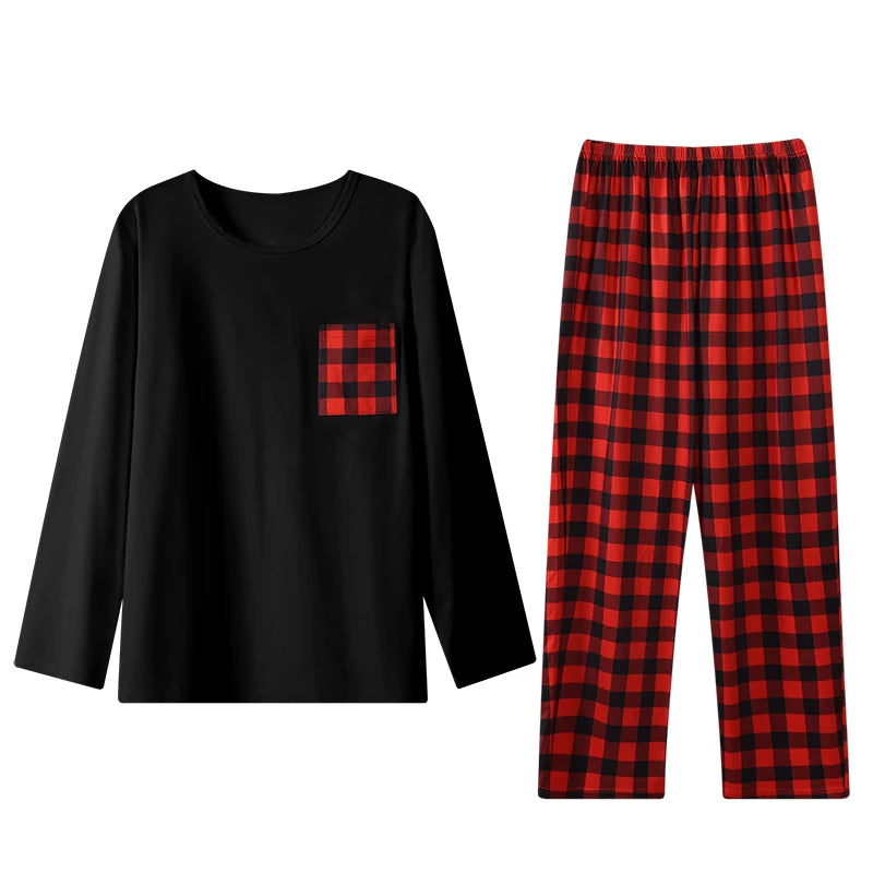 Two piece sets men pajamas, autumn and winter long sleeved.