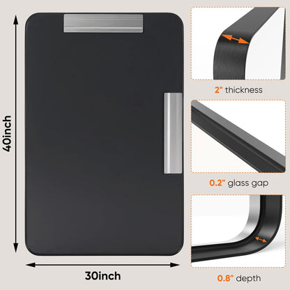 Metal Framed Bathroom Mirror Rectangle Rounded Corner Tempered Glass