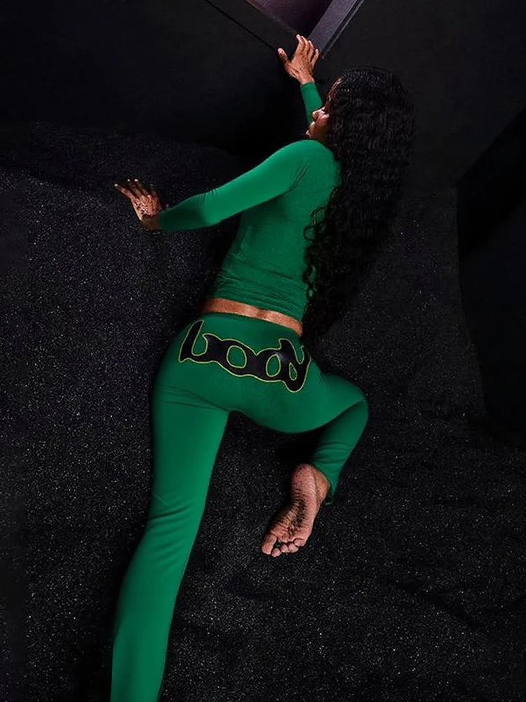 Casual Sporty Women 2 Piece Set, Fashion Basic Letter Print, Zip-up Full Sleeve Tops+ Pants Female Tracksuits.