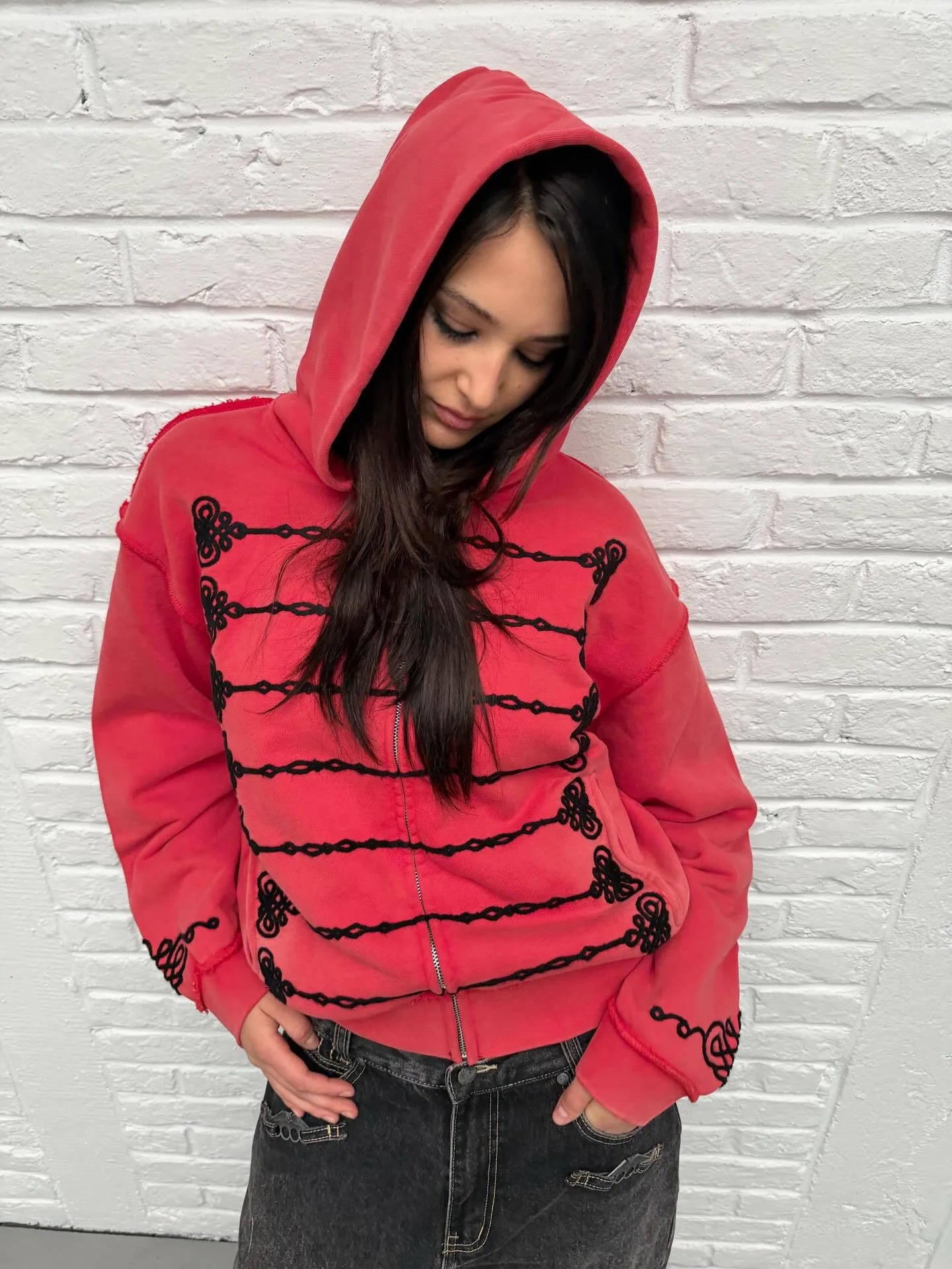 All Top Quality Personality Simple Design Zip Up Hooded Jackets Niche Fashion.