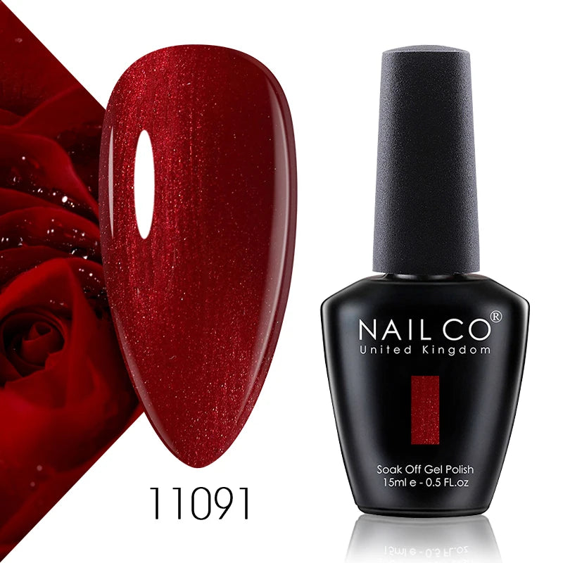 NAILCO 15ml Color Gel Nail Polish Soak Off, Hybrid Varnishes Manicure, UV&LED Nail Gel Semi Permanent Lacquer Base Top Coat.