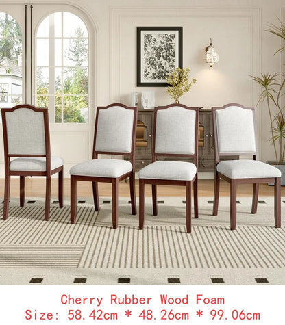 6-Piece Dining Set, Extendable 60-78 inch Wooden Table with Leaf, 4 Upholstered Chairs & Bench