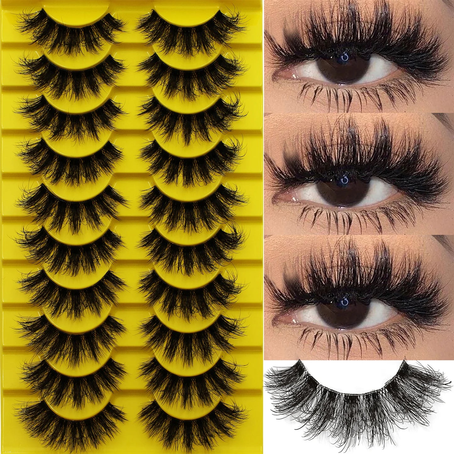 10 Pairs False Fluffy Russian Strip Lashes 3D Fake Lashes