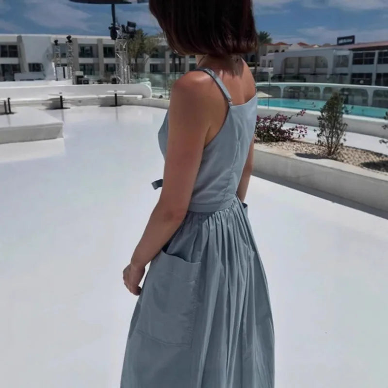 Elegant Black Halter Maxi Dress, Chic Off Shoulder Lace Up Versatile Vacation Style Gown, 2026 Trendy Woman Clothing.