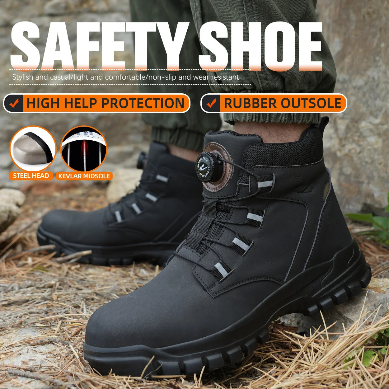 Waterproof Safety Boots, Indestructible Steel Toe Work Boots, Anti-smash Stab-resistant.