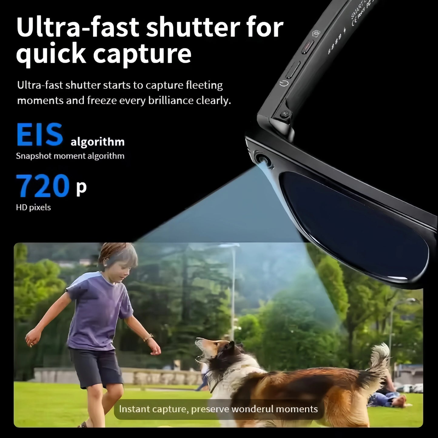 2025 NEW 800W Pixel UHD Camera Smart Glasses, Video Recording, AI Photo Recognition, Answer Translation, Bluetooth Call Sunglasses.