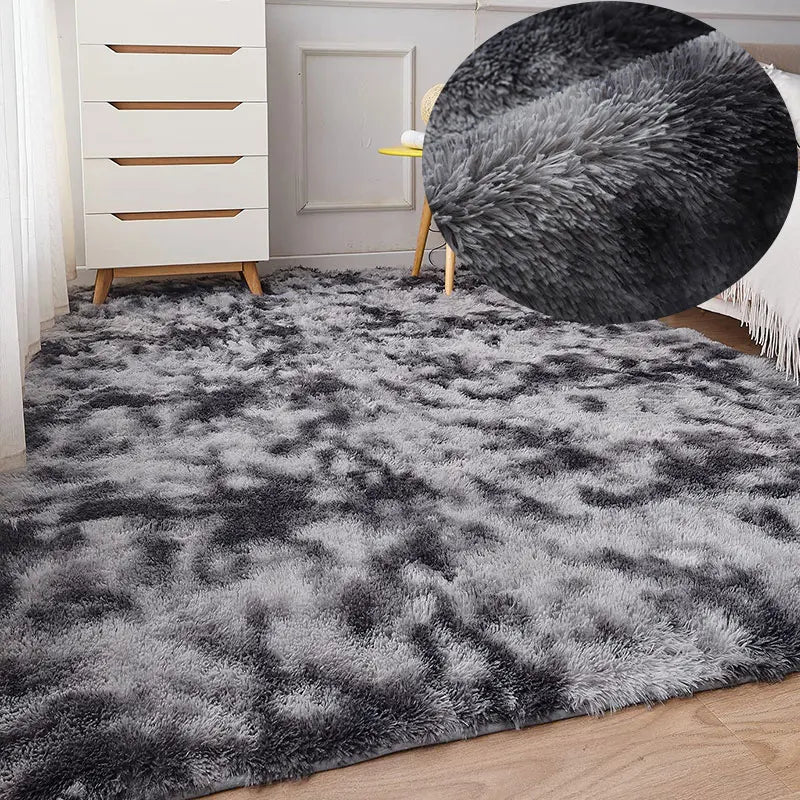 Tapis gris pour salon, tapis moelleux antidérapants pour chambre à coucher.