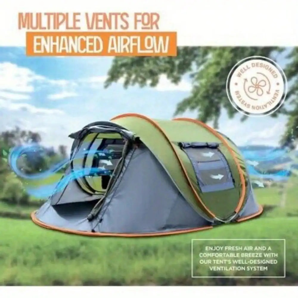 Camping Tent - 4-Person Easy Pop Up Tent with 2 Doors Waterproof