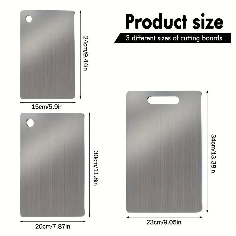 Stainless Steel 3pcs Cutting Boards -Dishwasher Safe  Kitchen Boards w/Juice Groove