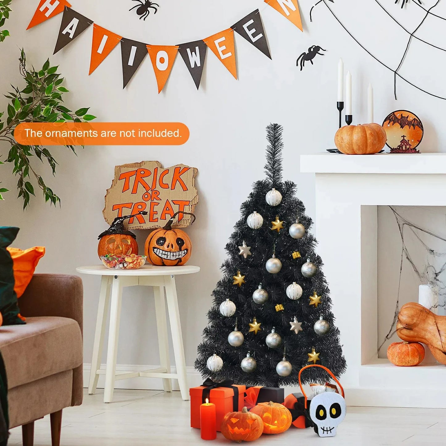 Black Tree For Christmas Decoration Ornaments, Home Decoration.