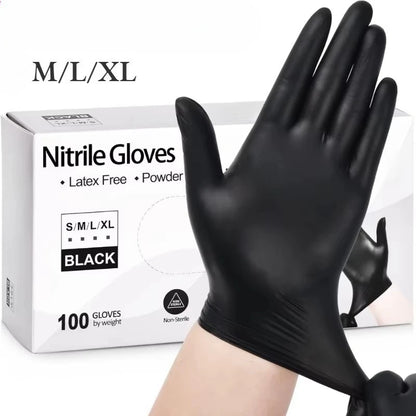 100PCS Black Nitrile Gloves Household Kitchen Bathroom Cleaning Gloves, Nail Art, Hair Dye,  Latex Free