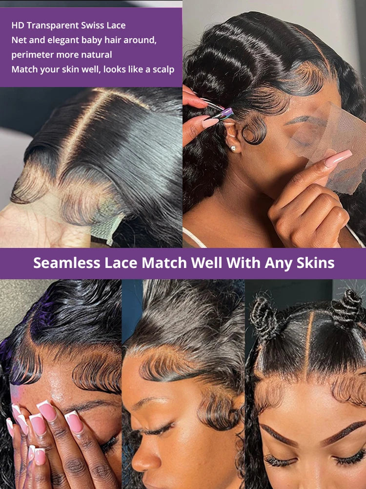 30 40 44 Inch Deep Wave 13x4 13x6 Lace Frontal Wigs, Human Hair 360 Full Lace Front Wig, Curly Human Hair.