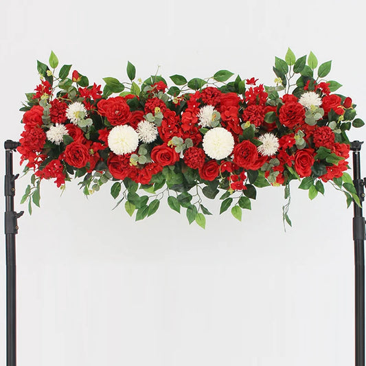 100cm Luxury White Rose Artificial Flower Row Wedding Table Centerpiece Flowers.