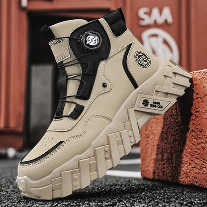 Men Combat Tactical Boots with Straps for Training Waterproof  Multifunctional  Outdoor Hiking Shoes