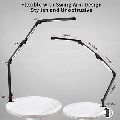 LED Desk Lamp with  Flexible 4 sections Swing Arm  4 Color Modes & 5 Brightness