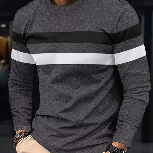 2025 Autumn/Winter Fashion, Men Long Sleeve Round Neck T-shirt Anti Wrinkle.