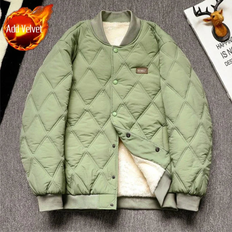 Winter Baseball Coat for Men, Solid Color Bomber
