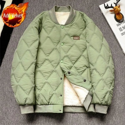 Winter Baseball Coat for Men, Solid Color Bomber