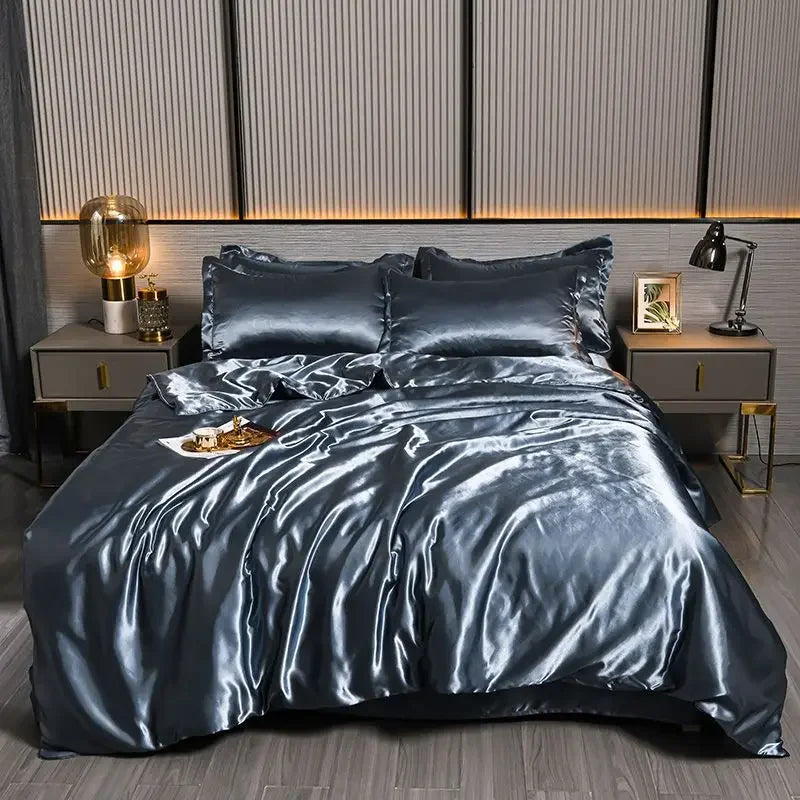 Luxury 100% Silk Bedding  with Duvet Cover4pcs Bed Cover