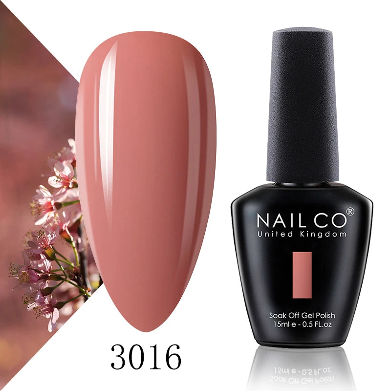 NAILCO 15ml Color Gel Nail Polish Soak Off, Hybrid Varnishes Manicure, UV&LED Nail Gel Semi Permanent Lacquer Base Top Coat.