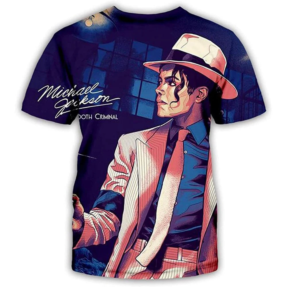 Summer fashion Michael Jackson hip-hop retro casual men streetwear short sleeved.