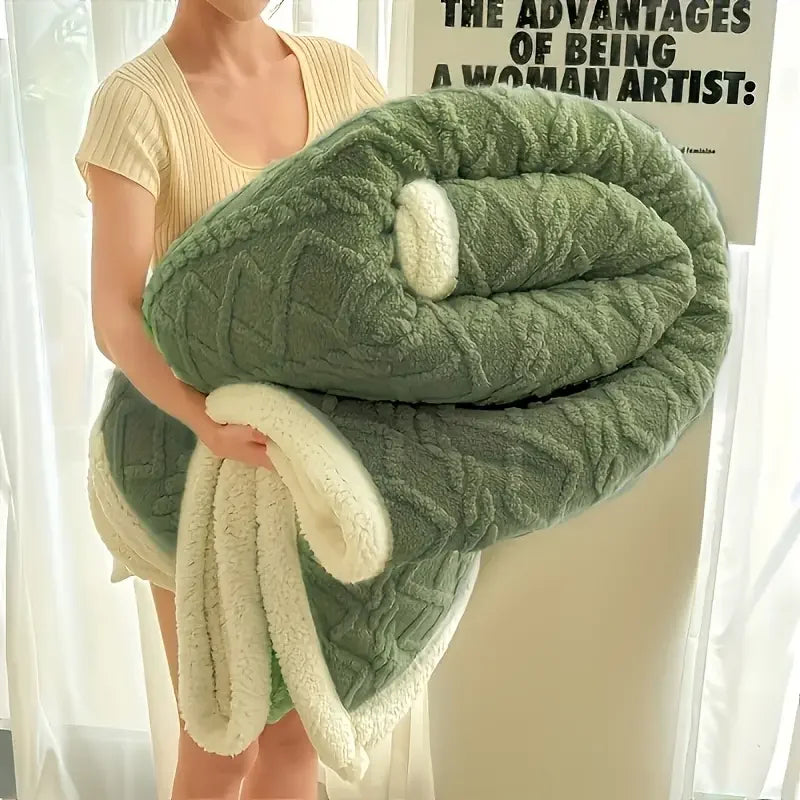 1pc Jacquard Sherpa Weighted Blanket, 8lbs for Adults- Soft, Warm, and Thickened Blanket Cozy Soft.