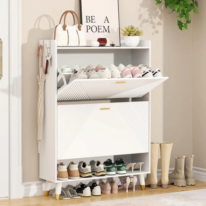 Shoe Cabinet for 24 Pairs, Fits Size 13,  Freestanding Shoe Rack.