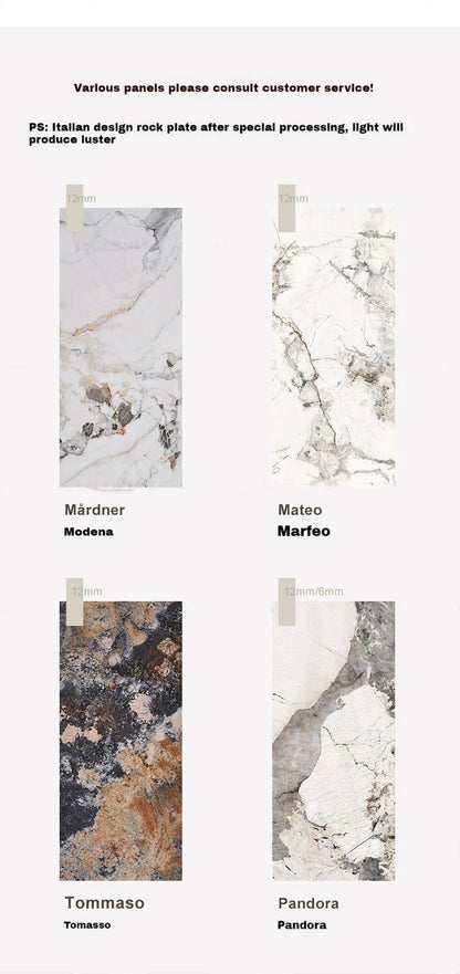 Italian Luxury Stainless Steel Dining Table,  Stone Tabletop, Easy-Clean