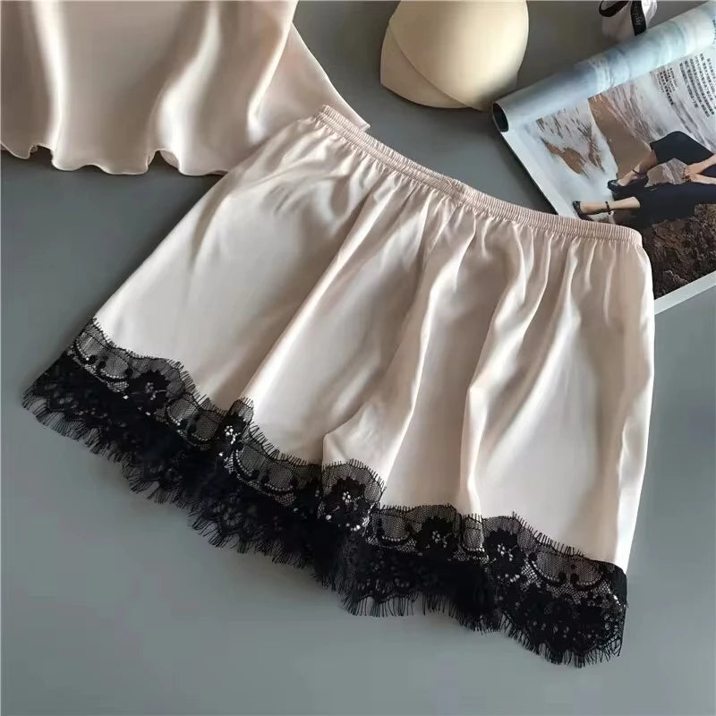 Women Pajama Suit, V-Neck Baby doll Lace  Lingerie  Short Set.