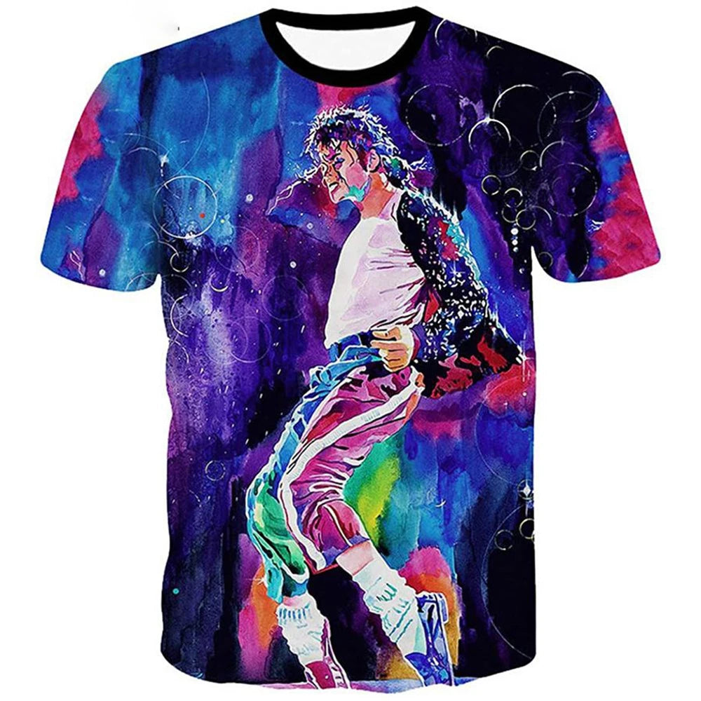 Summer fashion Michael Jackson hip-hop retro casual men streetwear short sleeved.