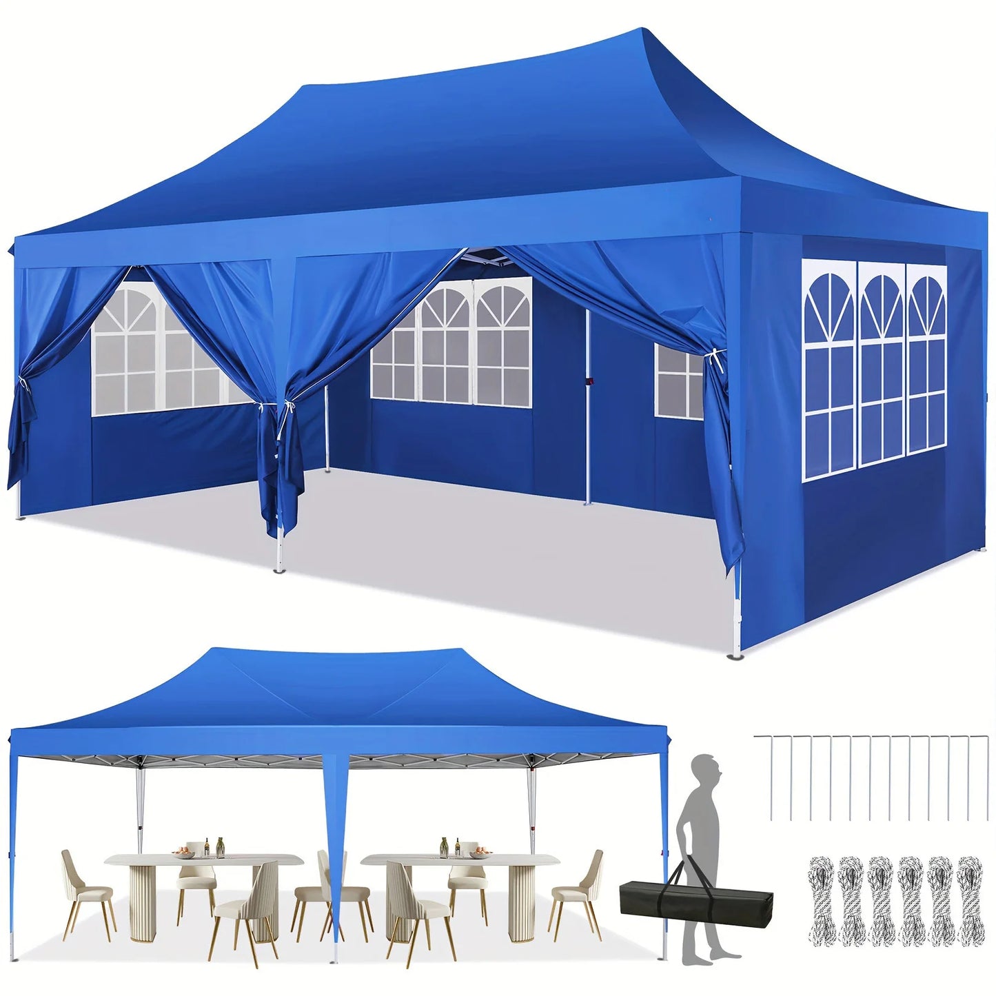 10x20 Pop Up Canopy Tent with 6 Sidewalls, Wedding Party.