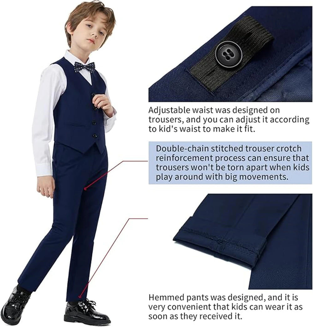Black Suit Set for Kids 3-14 Yrs, Three Piece Formal Suit Set for, Communion Back to School.