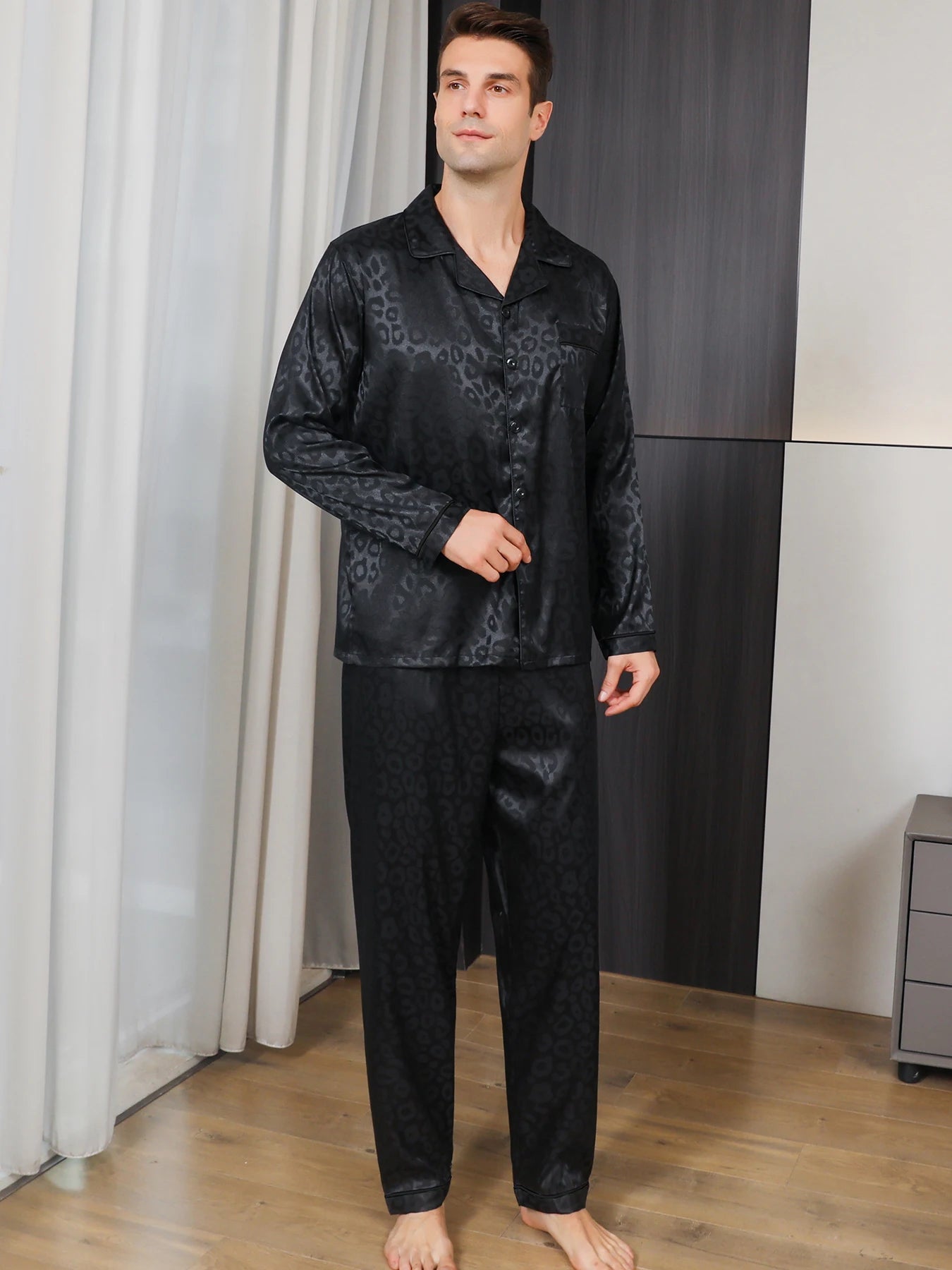 Men's pajamas long sleeves summer beautiful men's spring and autumn  cardigan