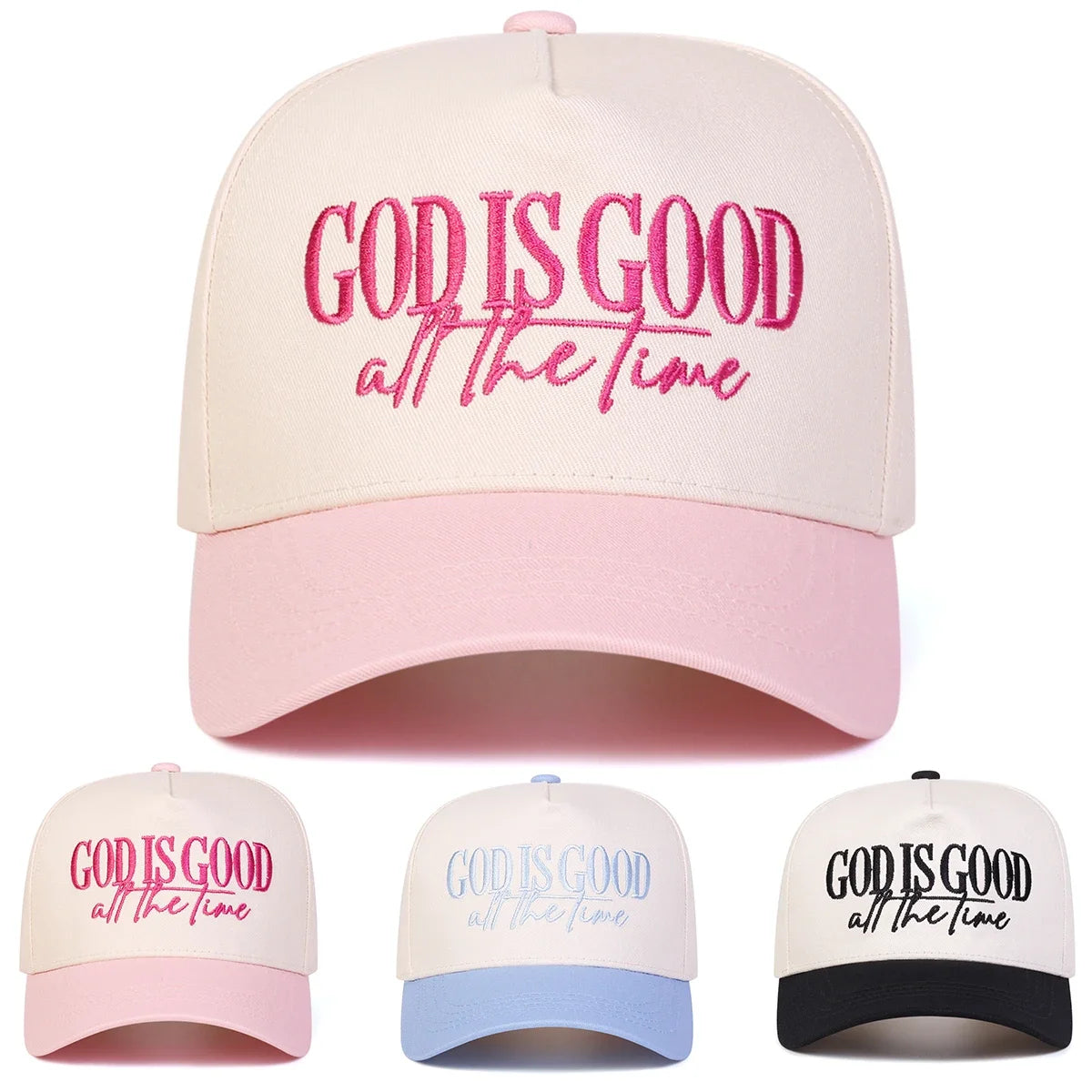 GOD IS GOOD ALL THE TIME Embroidery Baseball Caps, Spring, Autumn Outdoor Adjustable Hats.