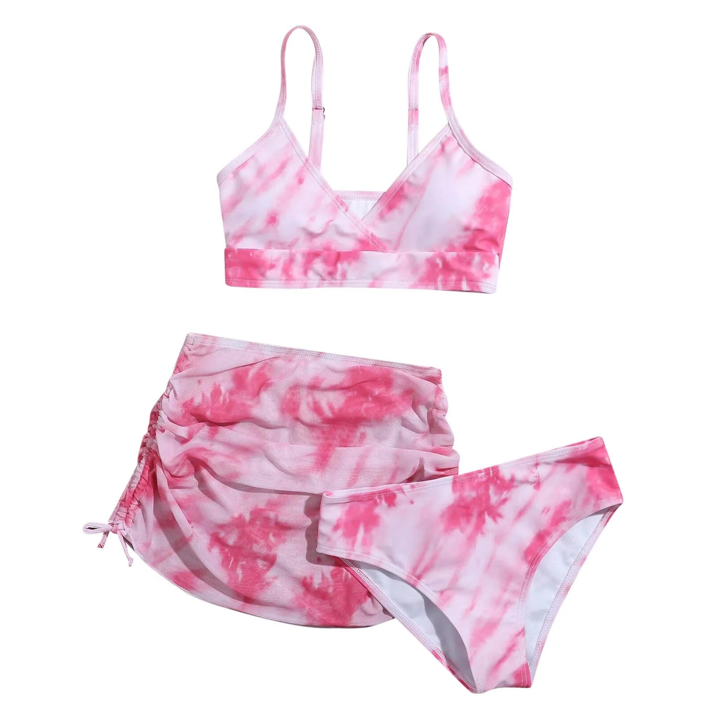Girls 3pack Tie Dye Print Bikini Sets Kids Swimsuit & skirts 7-14 Years Children's Swimwear 2024 Teens Child Girl Bathing Suit