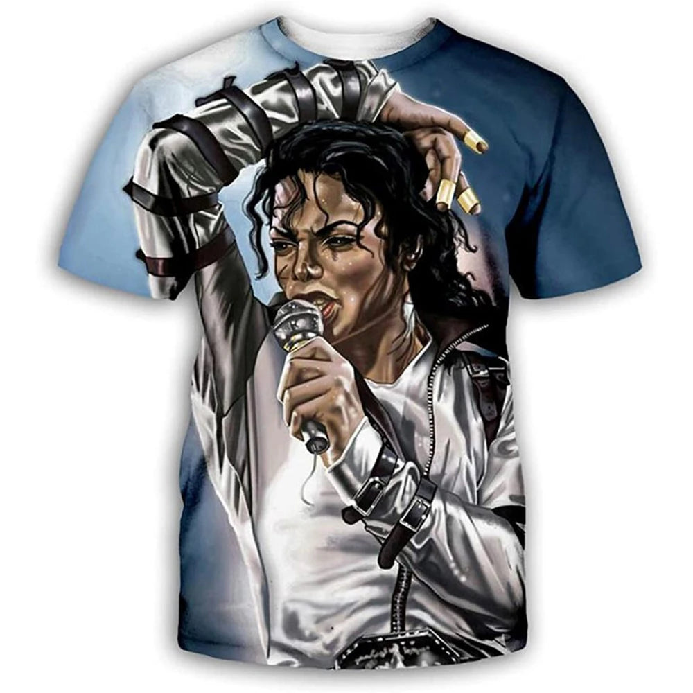 Summer fashion Michael Jackson hip-hop retro casual men streetwear short sleeved.