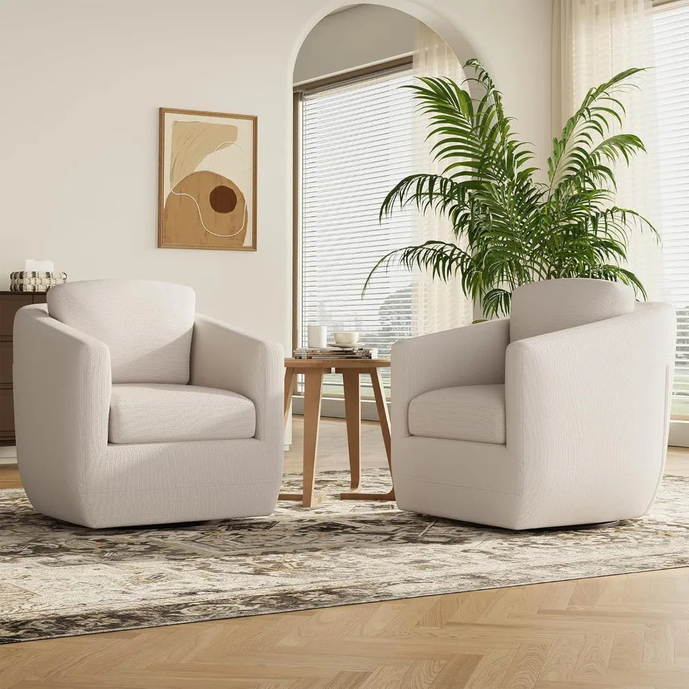 360-Degree Swiveling Accent Chair Pair with Pillows