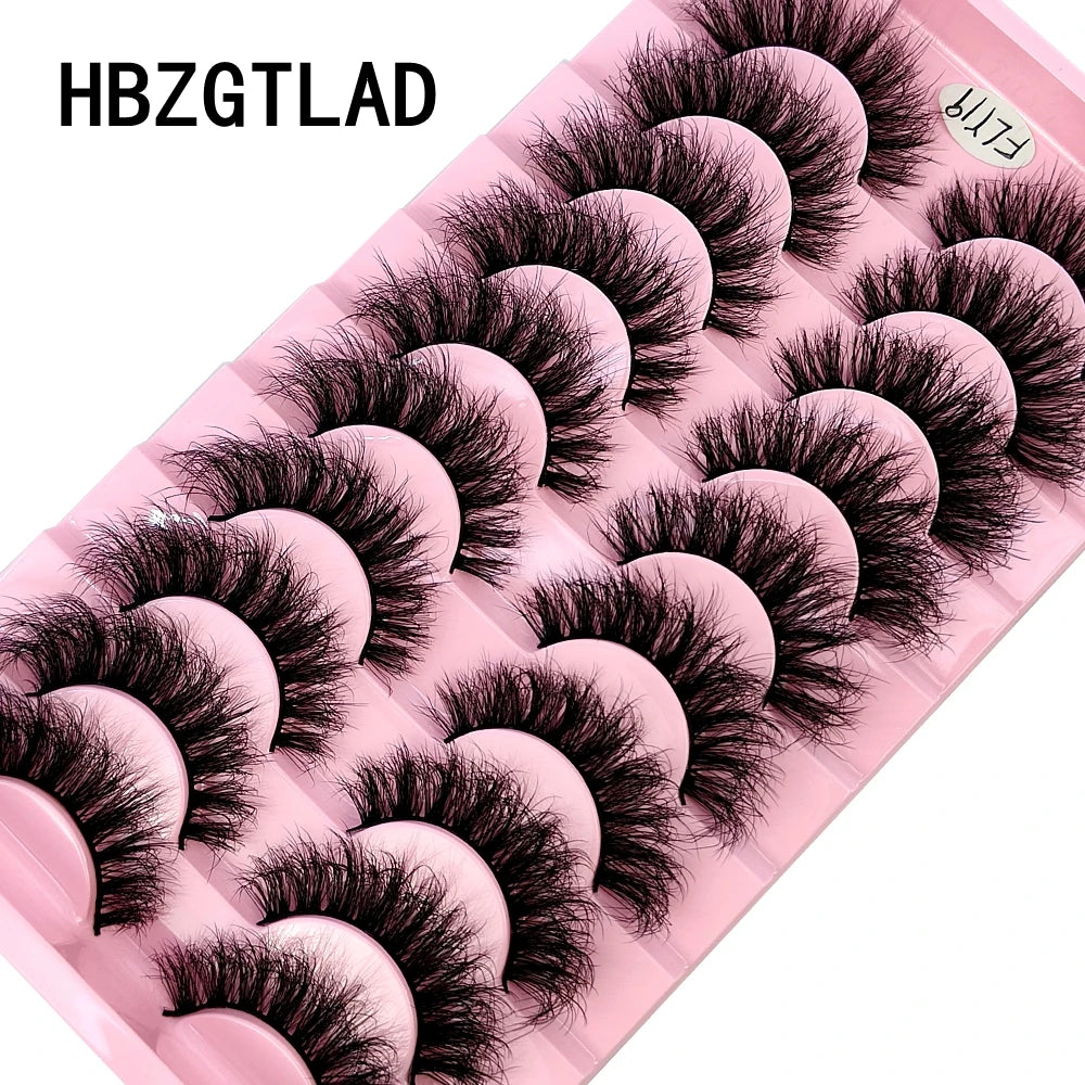 10 Pairs Faux Mink Eyelashes Handmade  Natural  Simulation  3D Curly Eyelashes