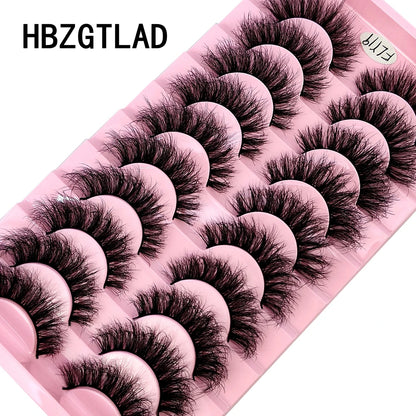 10 Pairs Faux Mink Eyelashes Handmade  Natural  Simulation  3D Curly Eyelashes