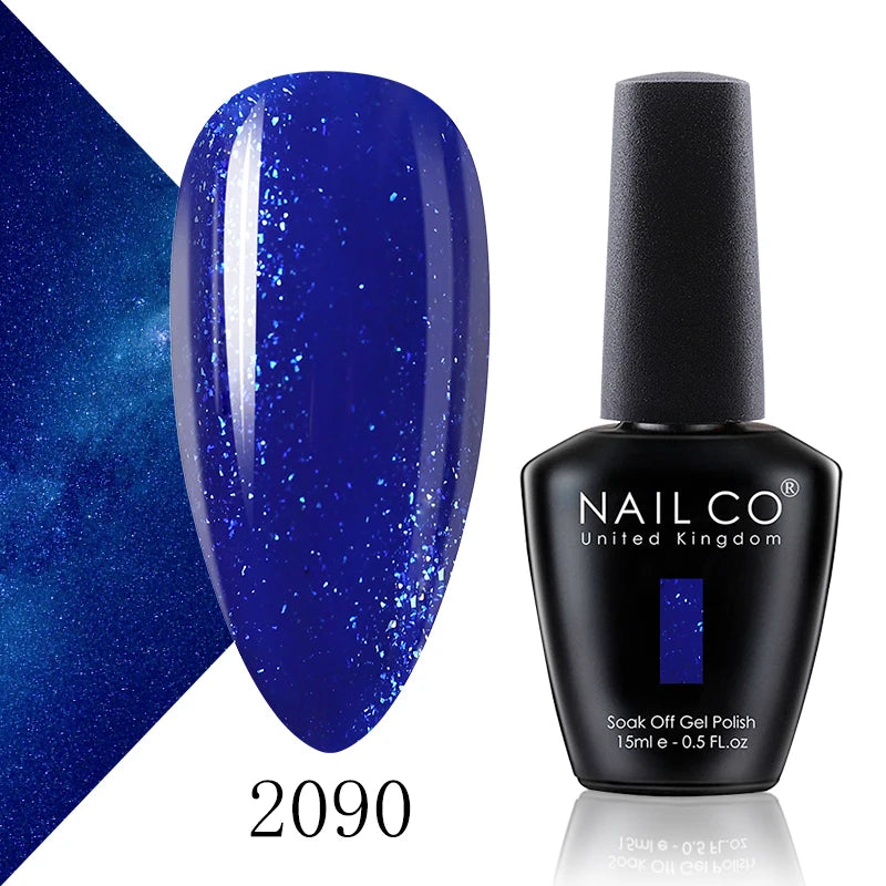 NAILCO 15ml Color Gel Nail Polish Soak Off, Hybrid Varnishes Manicure, UV&LED Nail Gel Semi Permanent Lacquer Base Top Coat.